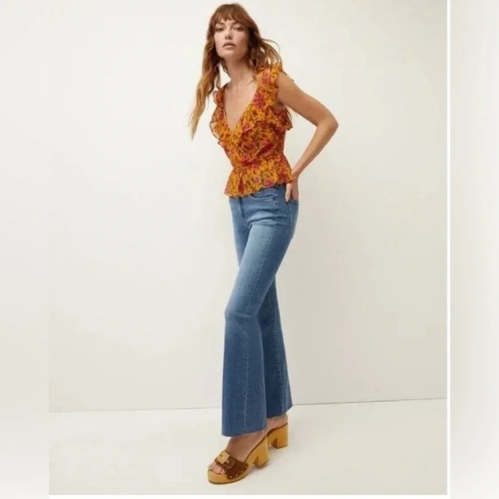 Veronica Beard designer Randa blouse 100% silk orange floral size 4 - Picture 3 of 16